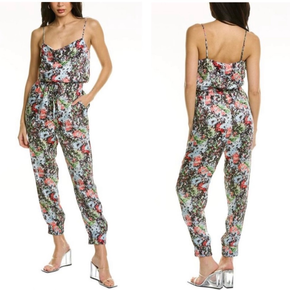 Cinq a Sept Impressionist Finley Jumpsuit in Powder Blue Multi Size XS